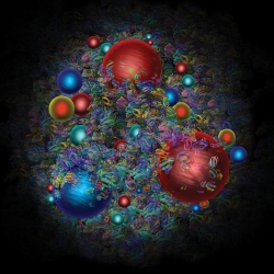 artist’s impression of the mayhem of quarks and gluons inside the proton